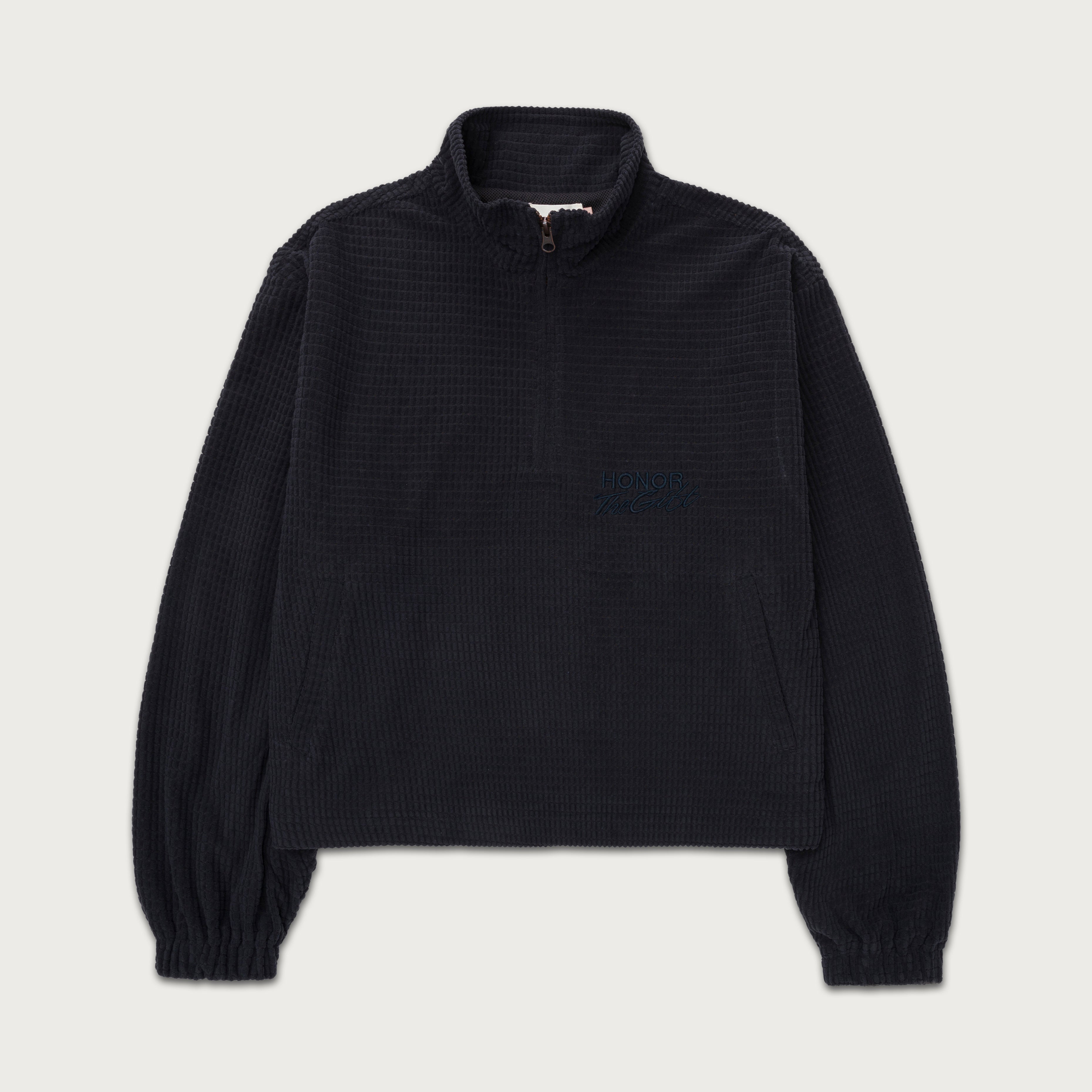 Textured Knit Anorak - Black Textured Knit Anorak - Black