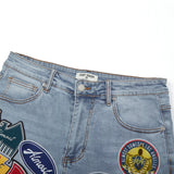 Patchwork Denim Jorts (Washed Blue) Patchwork Denim Jorts (Washed Blue)