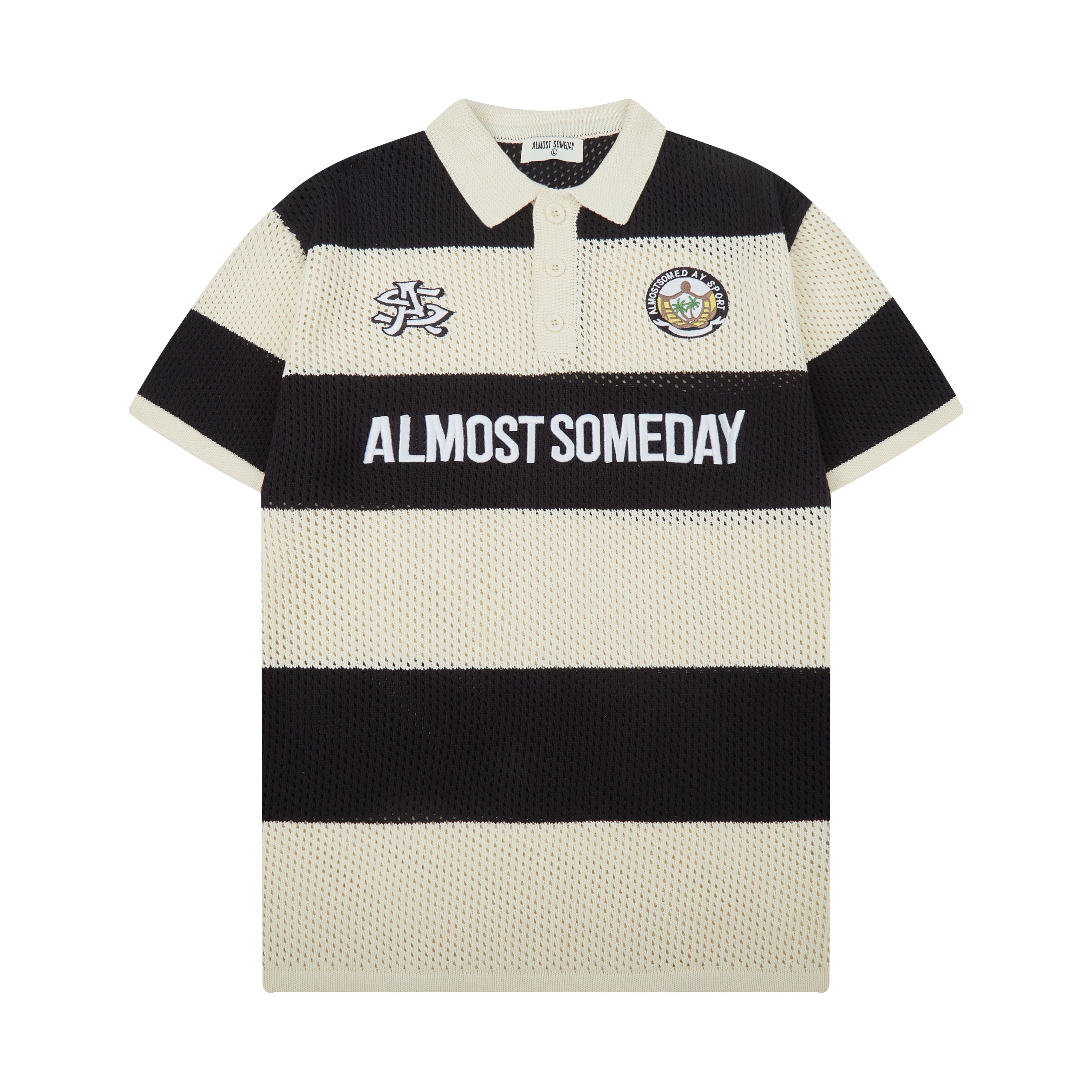Crochet Knit Polo (Cream / Black) Crochet Knit Polo (Cream / Black)
