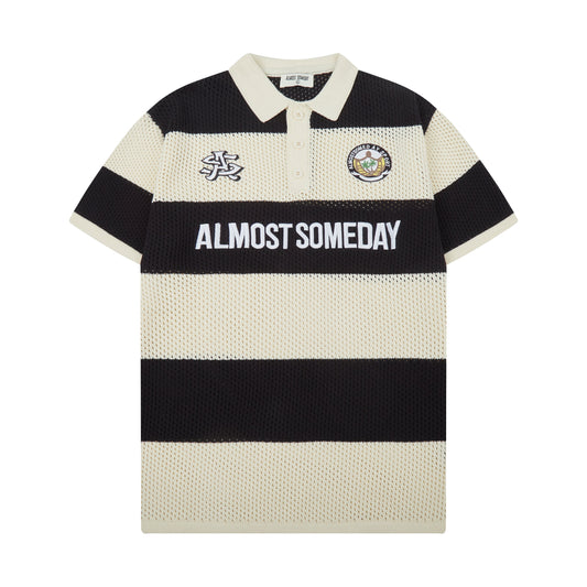 Crochet Knit Polo (Cream / Black)