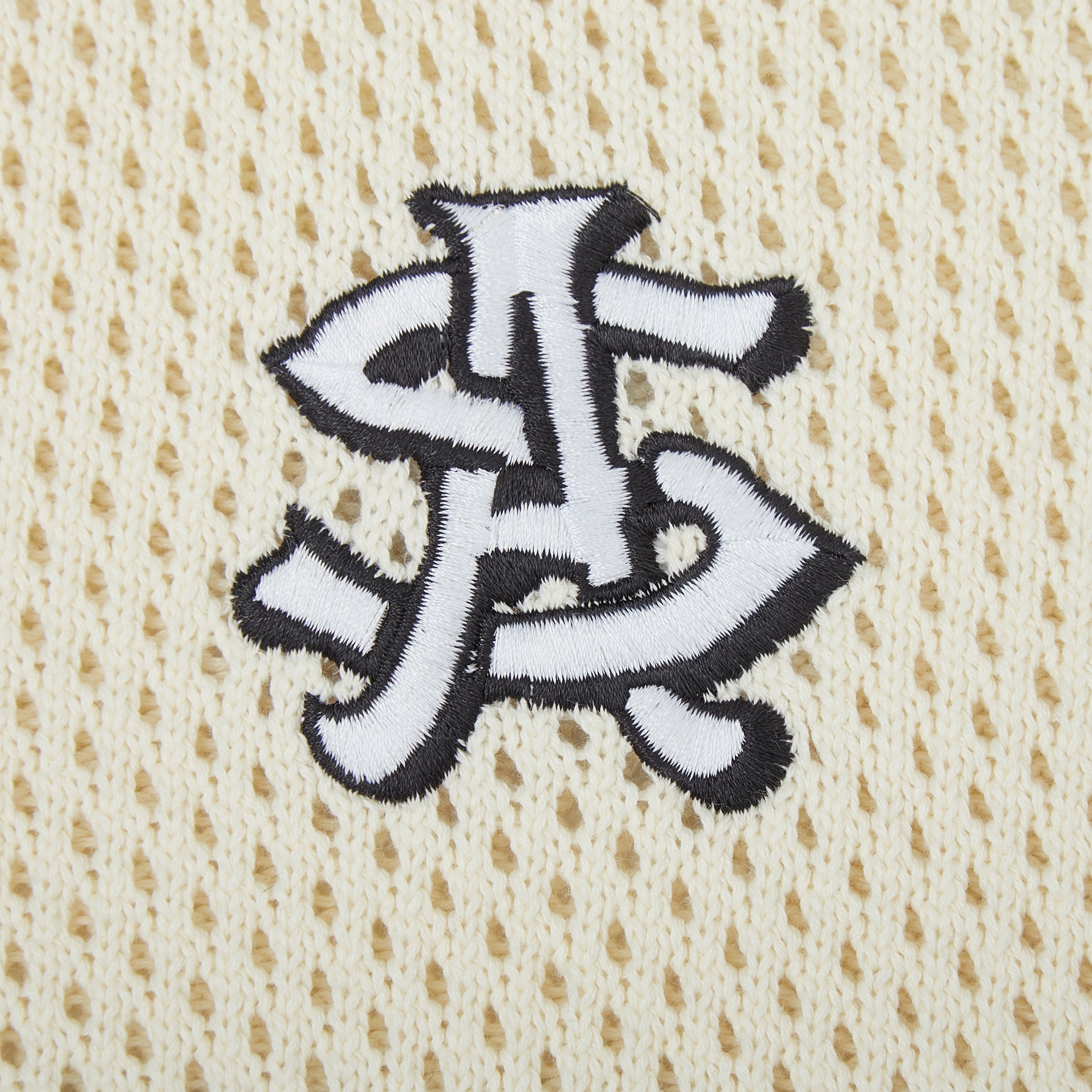 Crochet Knit Polo (Cream / Black) Crochet Knit Polo (Cream / Black)