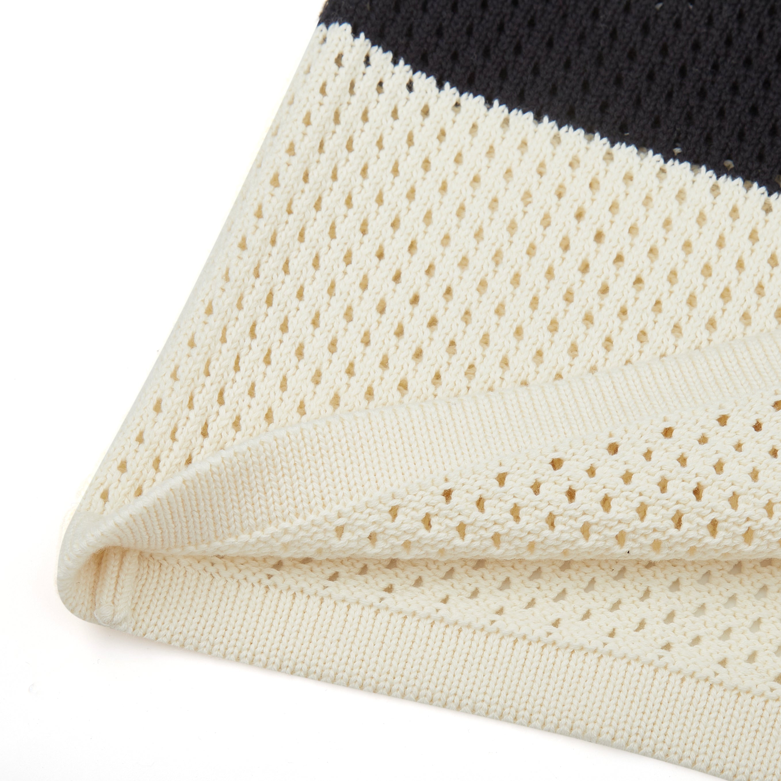 Crochet Knit Polo (Cream / Black) Crochet Knit Polo (Cream / Black)