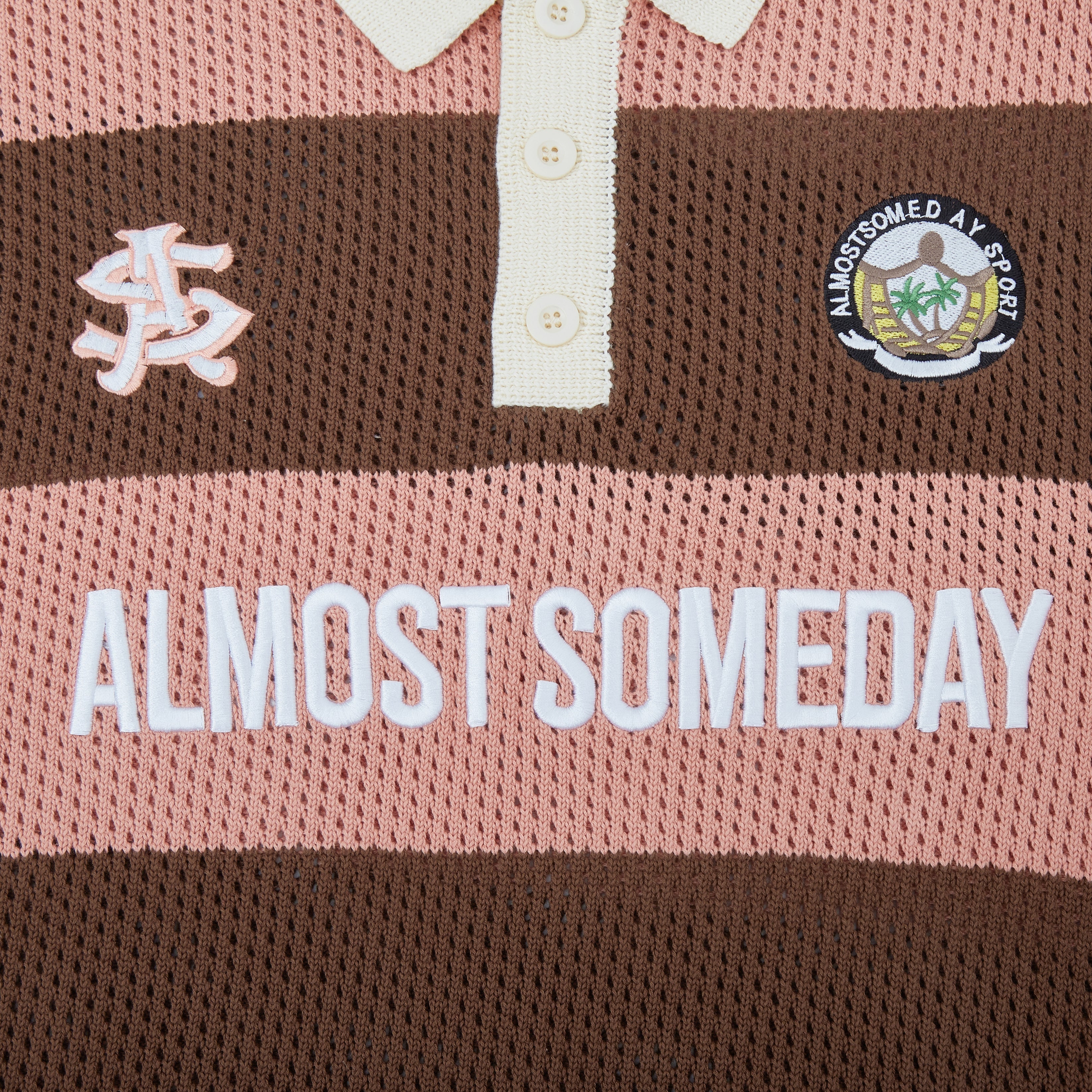 Crochet Knit Polo (Pink / Brown) Crochet Knit Polo (Pink / Brown)