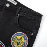 Patchwork Denim Jorts (Washed Black) Patchwork Denim Jorts (Washed Black)