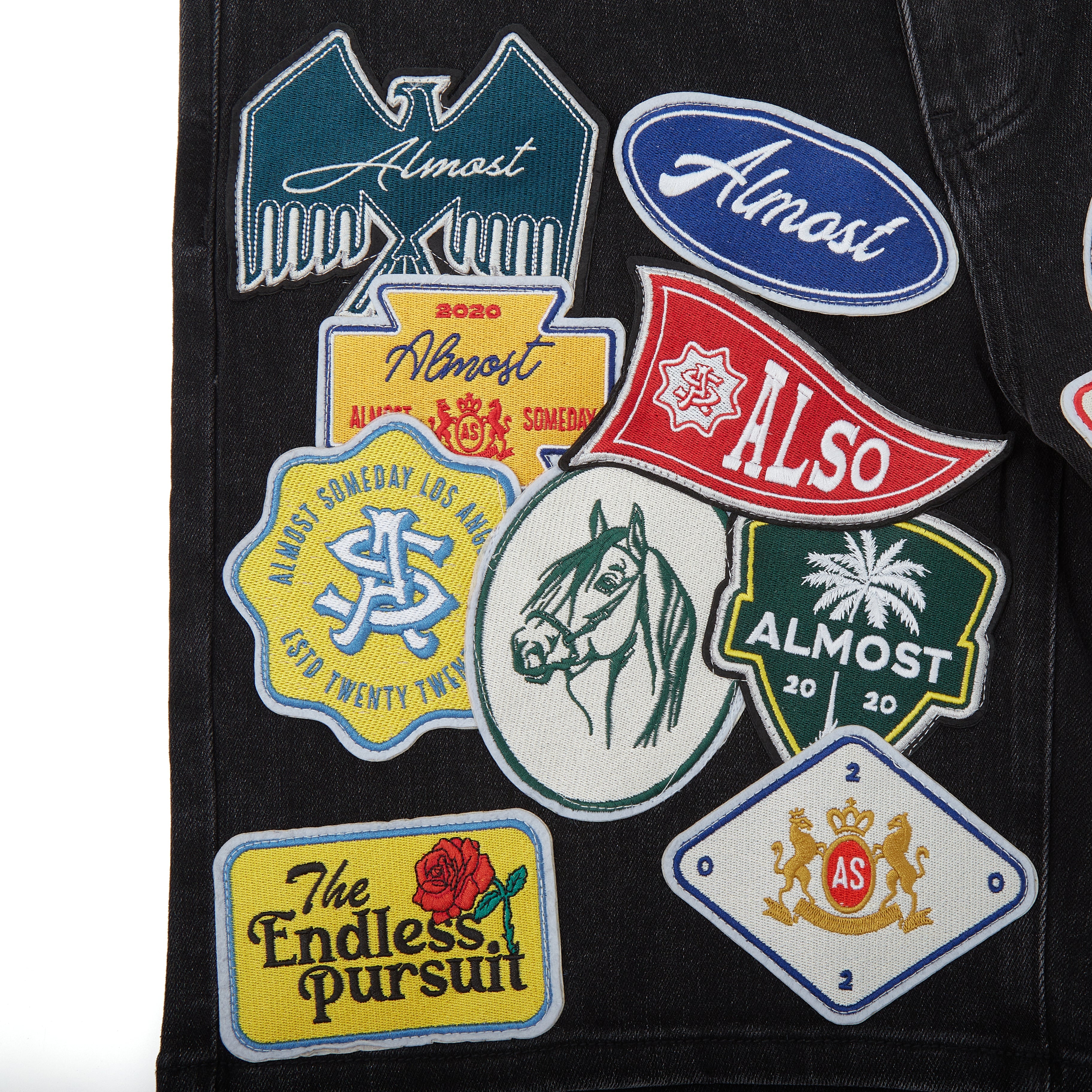 Patchwork Denim Jorts (Washed Black) Patchwork Denim Jorts (Washed Black)