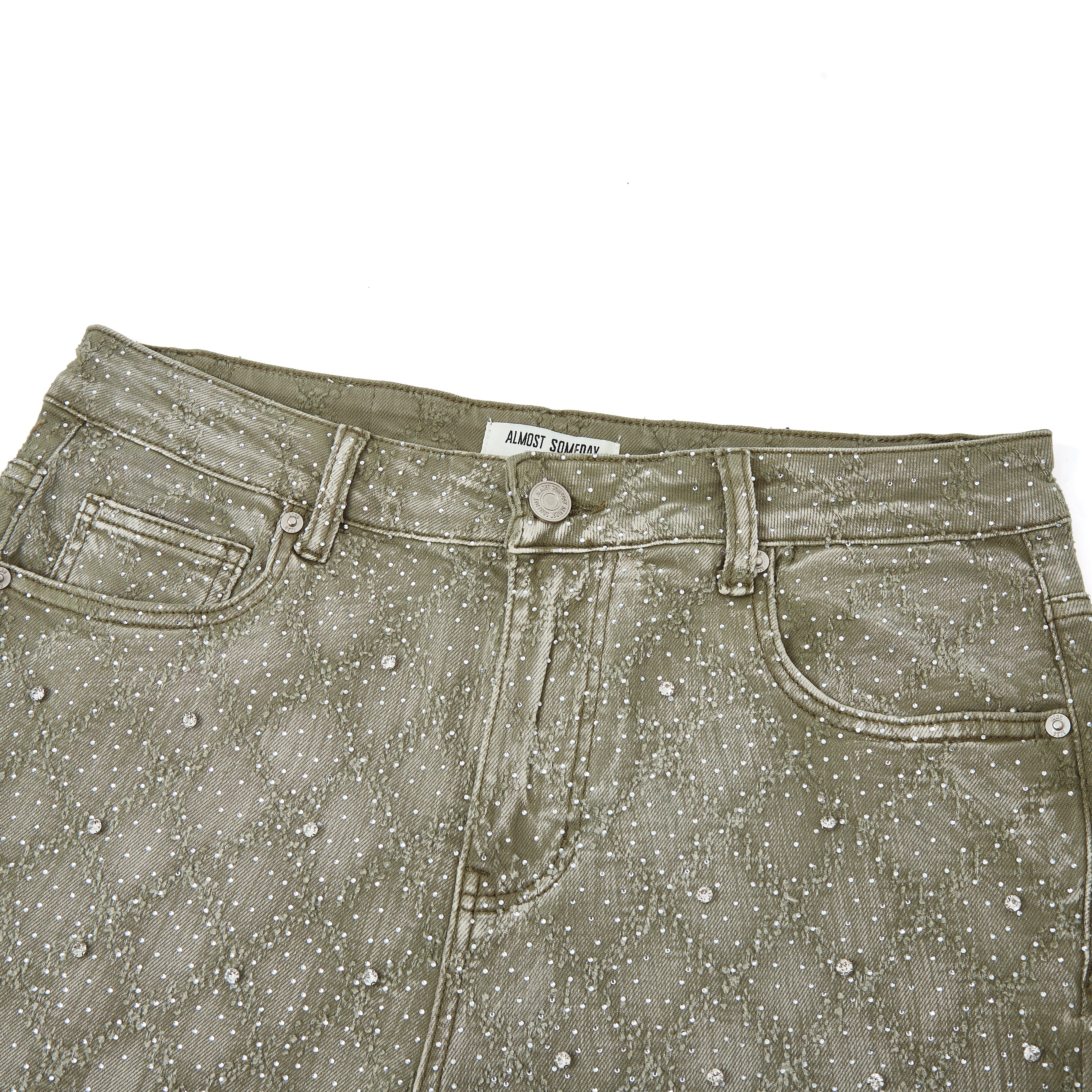 Gemstone Denim Jorts - Olive Gemstone Denim Jorts - Olive