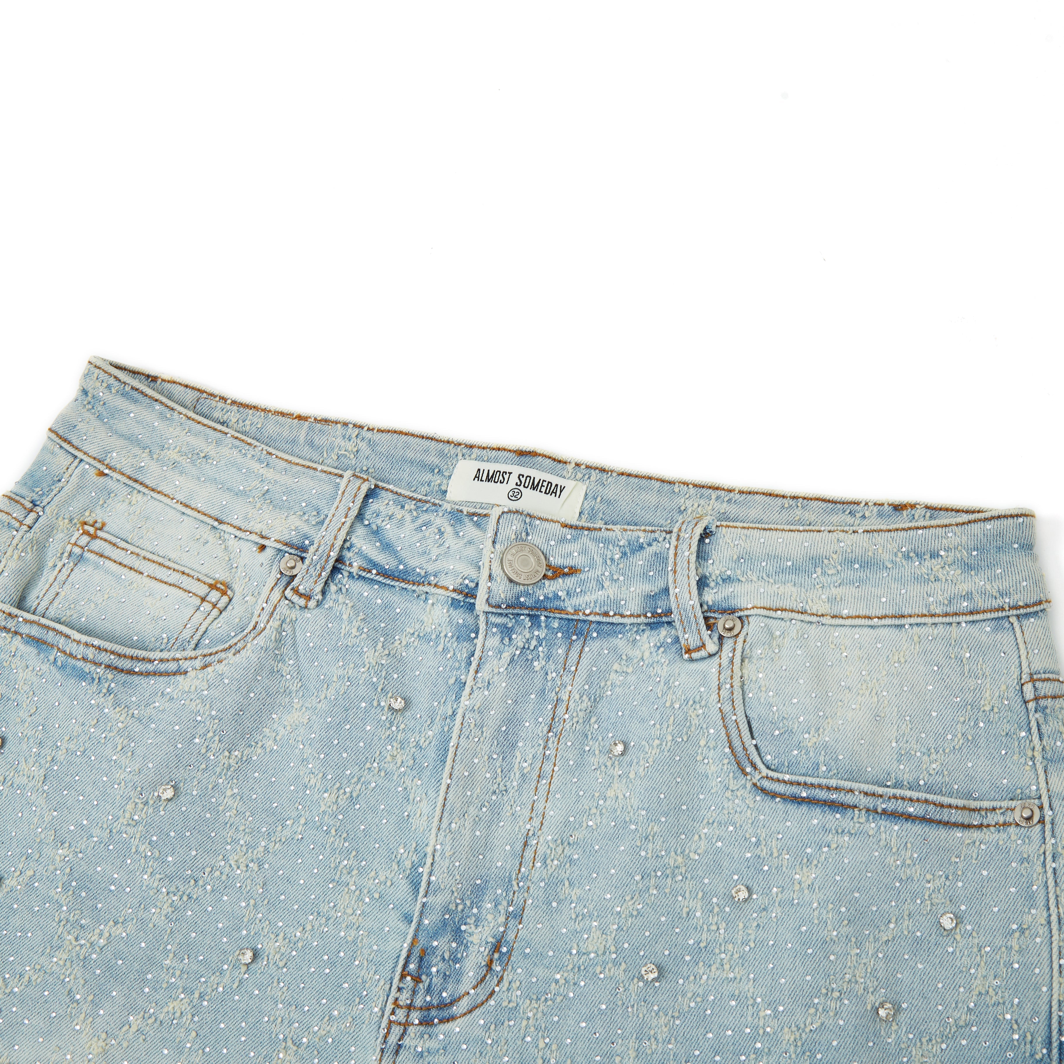 Gemstone Denim Jorts - Washed Blue Gemstone Denim Jorts - Washed Blue