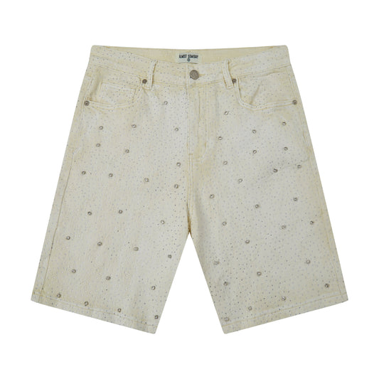 Gemstone Denim Jorts - White
