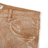 Gemstone Denim Jorts - Light Brown Gemstone Denim Jorts - Light Brown