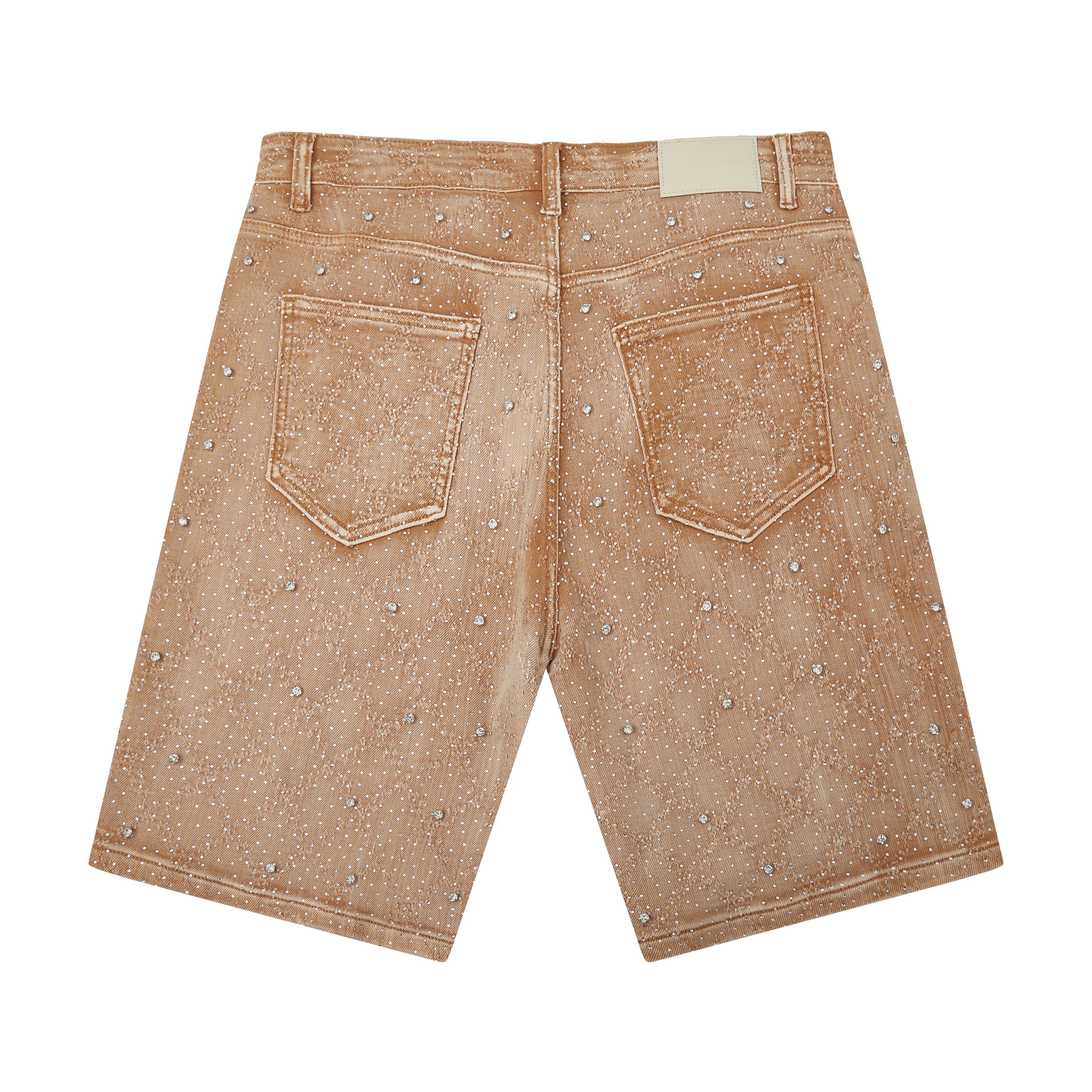 Gemstone Denim Jorts - Light Brown Gemstone Denim Jorts - Light Brown