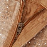 Gemstone Denim Jorts - Light Brown Gemstone Denim Jorts - Light Brown