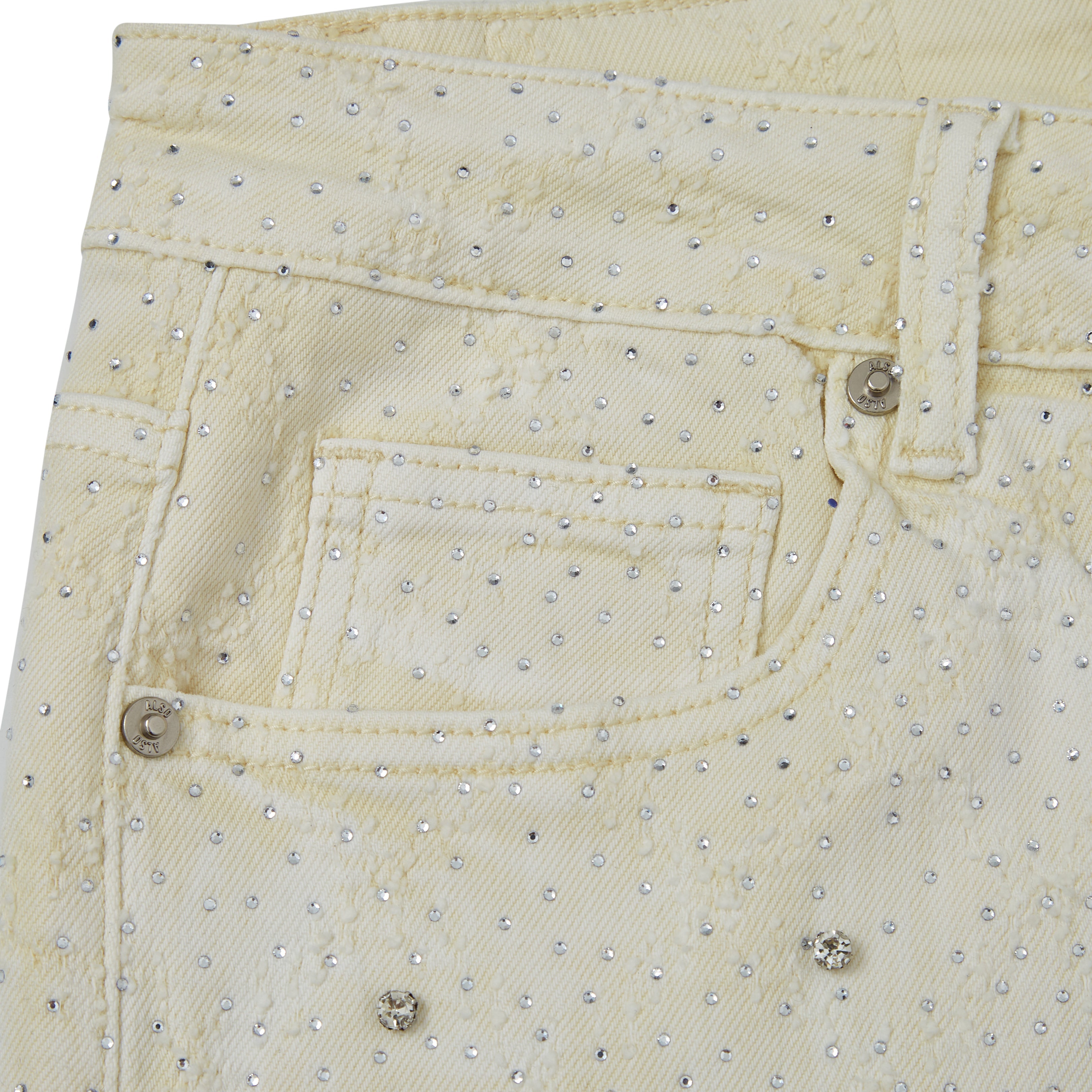 Gemstone Denim Jorts - White Gemstone Denim Jorts - White