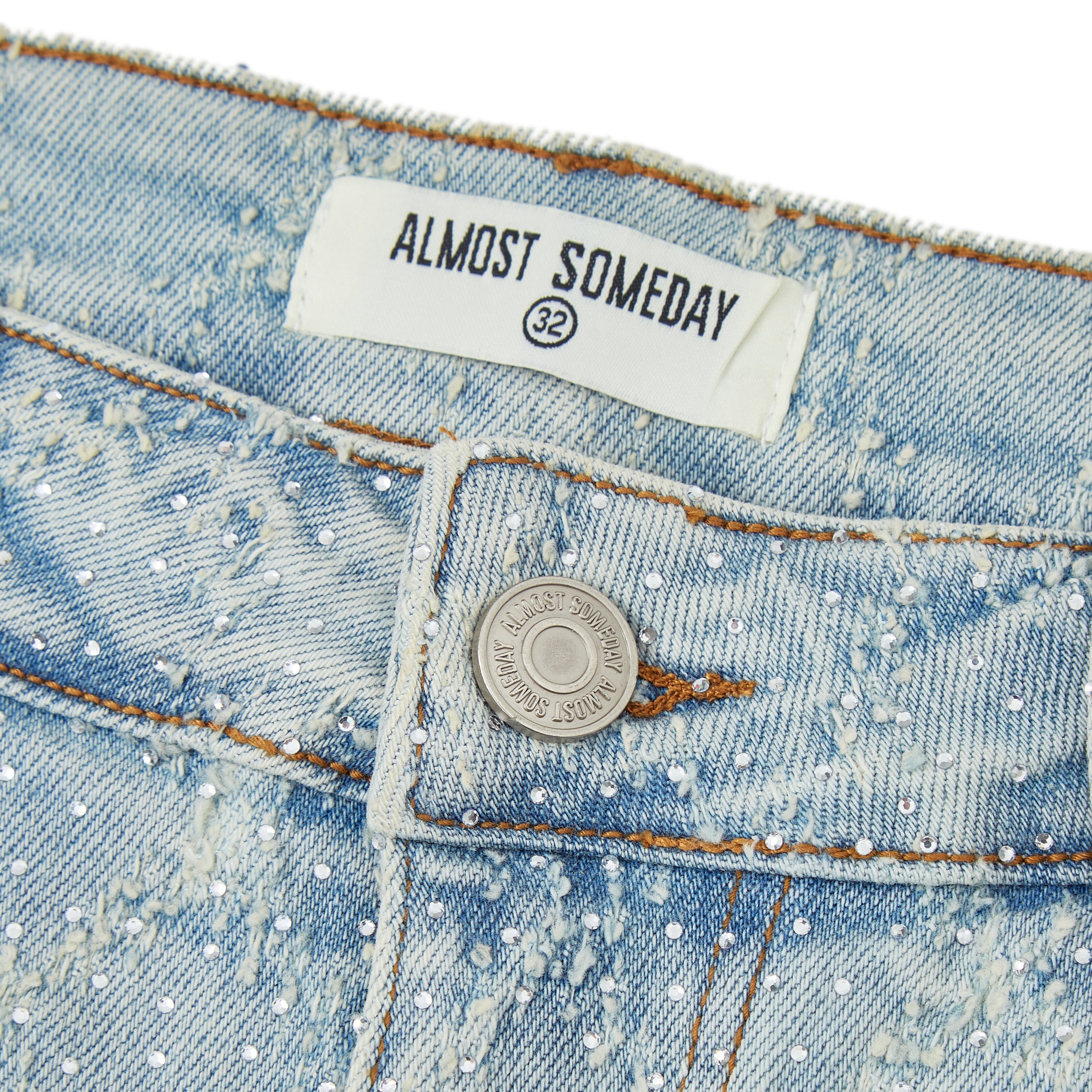 Gemstone Denim Jorts - Washed Blue Gemstone Denim Jorts - Washed Blue