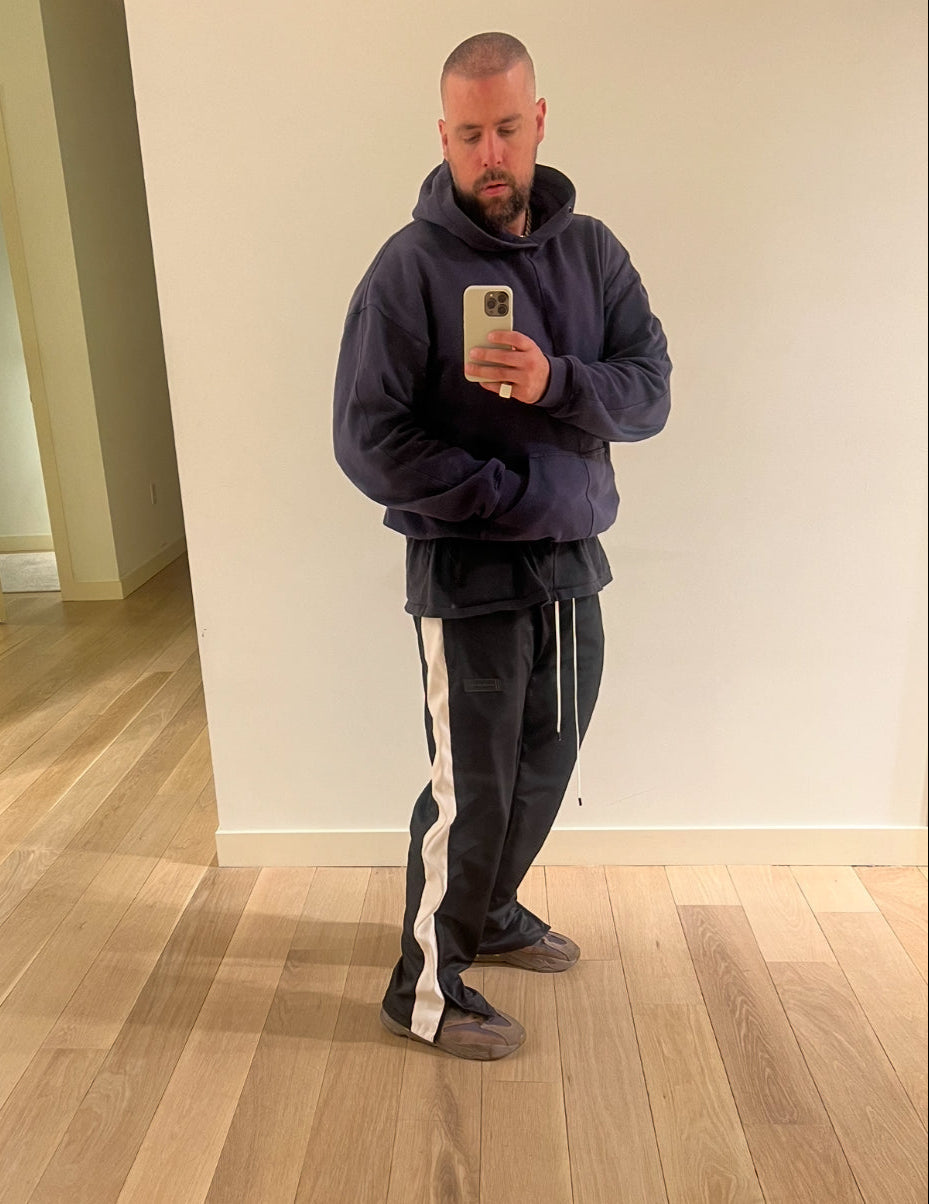 parachute straight leg track pant / black + ivory parachute straight leg track pant / black + ivory