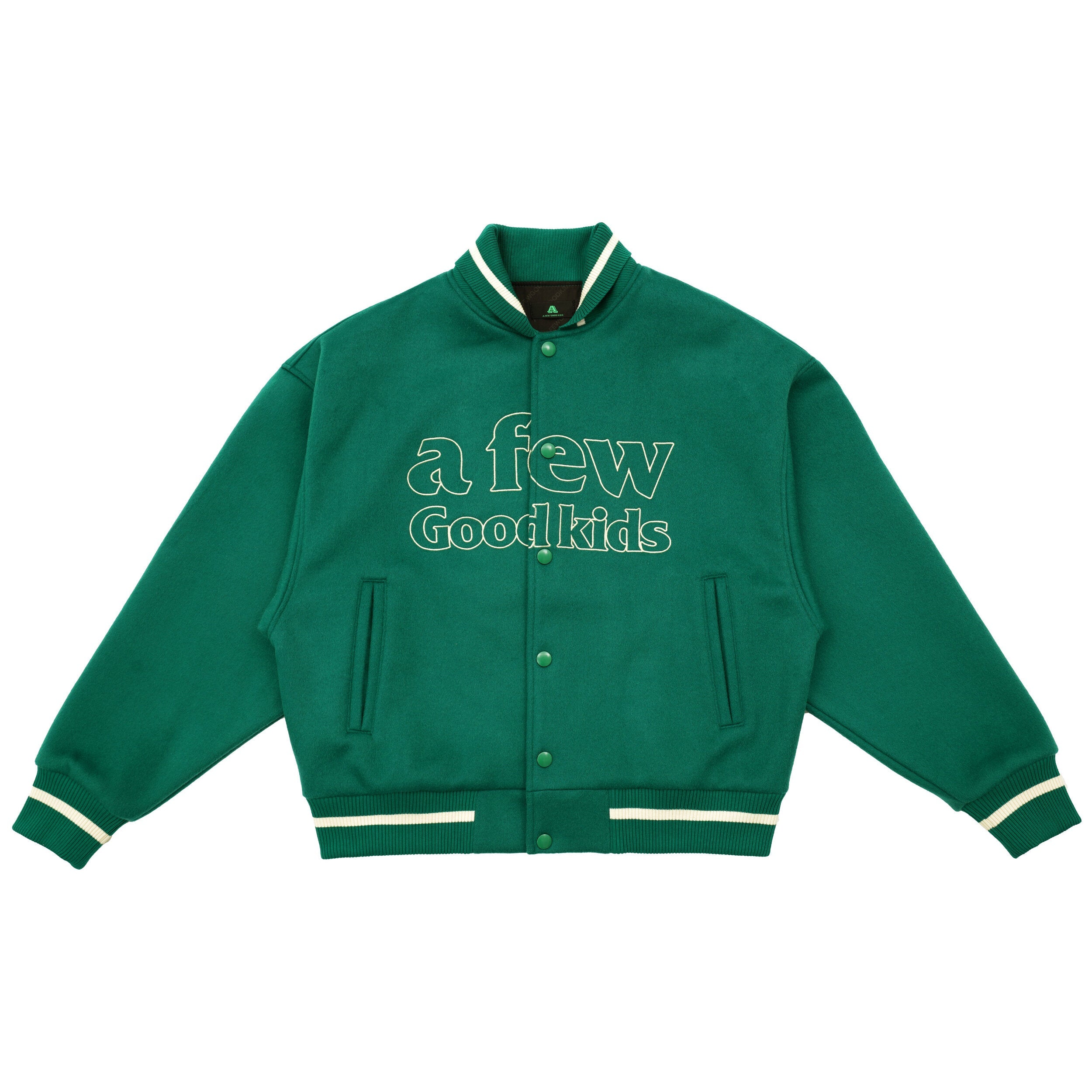 DONCARE (AFGK) "Peace Angel Varsity Jacket" - Green DONCARE (AFGK) "Peace Angel Varsity Jacket" - Green