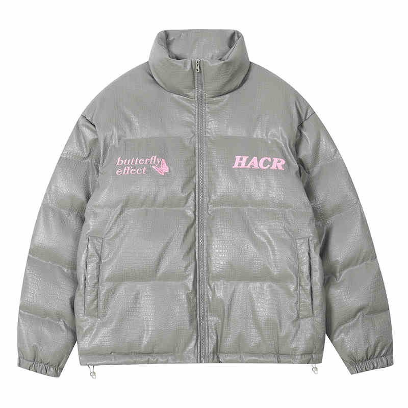 Embossed Fur Patch Crocodile PU Leather Down Jacket Embossed Fur Patch Crocodile PU Leather Down Jacket