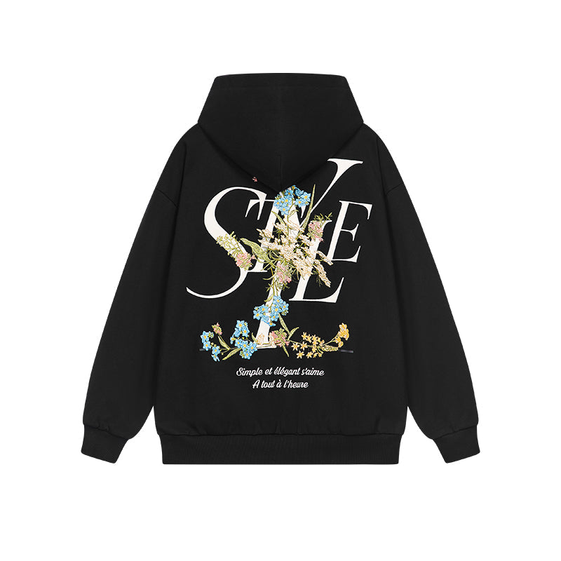 Floral Embroidery Style Zip Up Hoodie Floral Embroidery Style Zip Up Hoodie