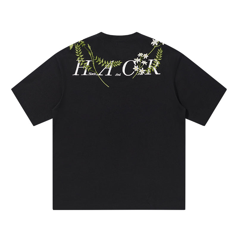 Floral Collar Embroidery Logo Tee Floral Collar Embroidery Logo Tee