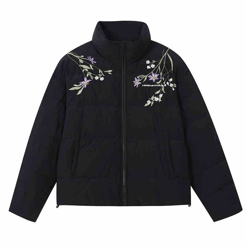 Floral Embroidery Zip HACR Down Jacket Floral Embroidery Zip HACR Down Jacket