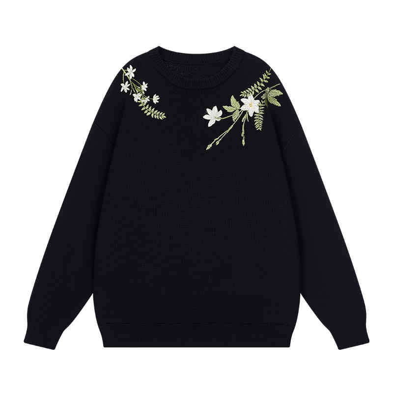 Floral Embroidered Oversized Sweater Floral Embroidered Oversized Sweater
