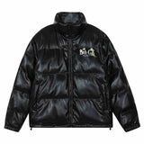 Daisy Embroidery PU Padded Jacket Daisy Embroidery PU Padded Jacket