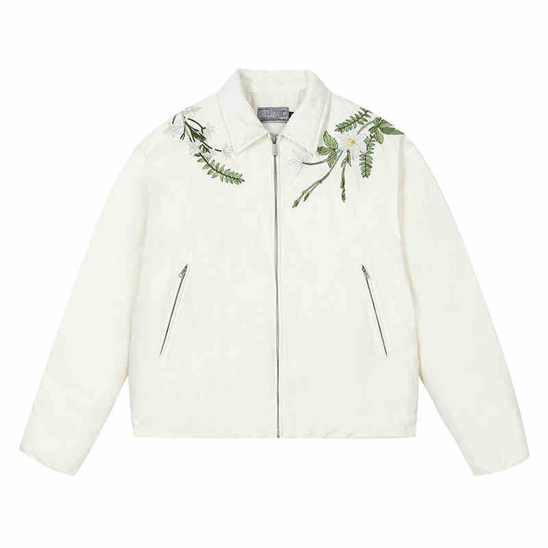 Floral Embroidery Lapel CollarDown Coat Floral Embroidery Lapel CollarDown Coat