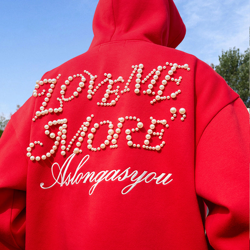 Love Me More Pearl Embroidered Hoodie Love Me More Pearl Embroidered Hoodie
