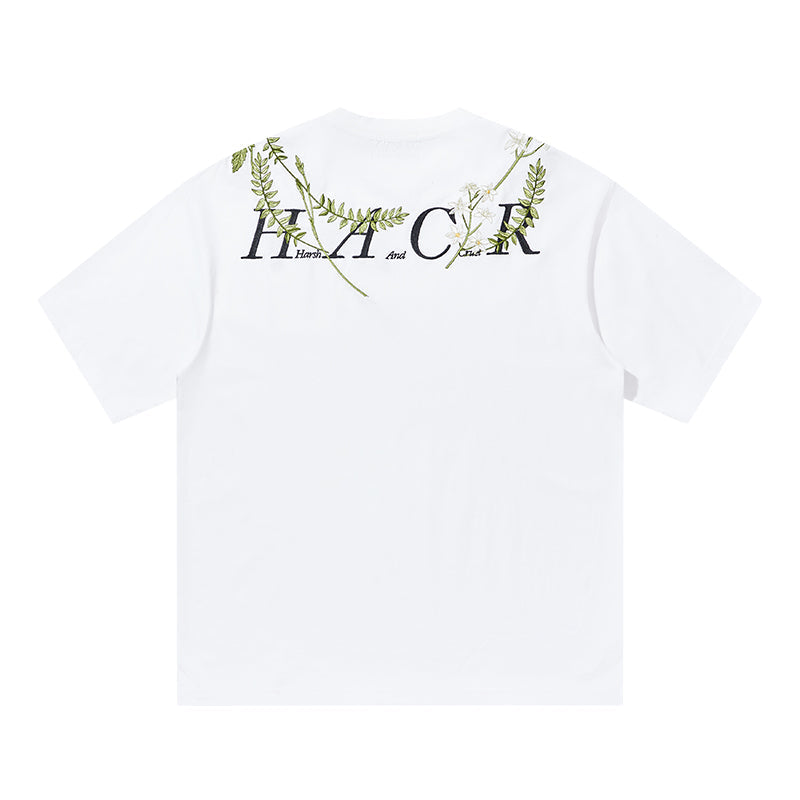 Floral Collar Embroidery Logo Tee Floral Collar Embroidery Logo Tee
