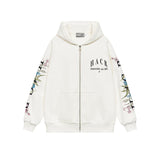 Floral Logo Sleeve Embroidered Zip Up Hoodie Floral Logo Sleeve Embroidered Zip Up Hoodie