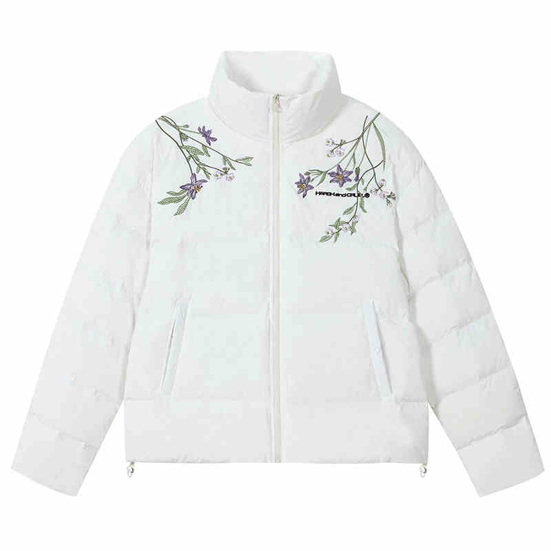 Floral Embroidery Zip HACR Down Jacket Floral Embroidery Zip HACR Down Jacket