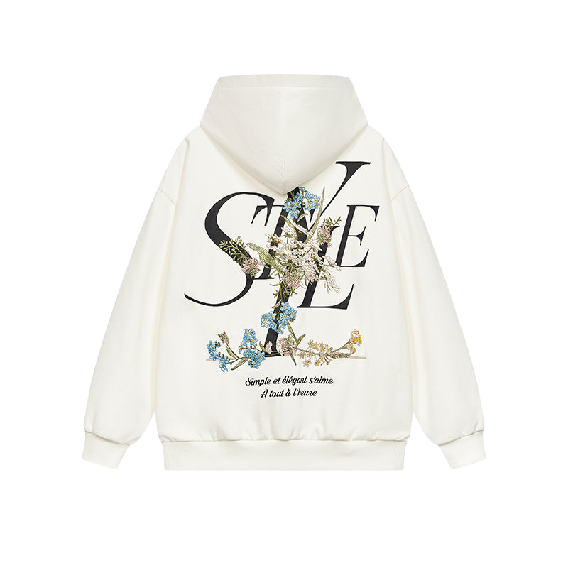 Floral Embroidery Style Zip Up Hoodie Floral Embroidery Style Zip Up Hoodie