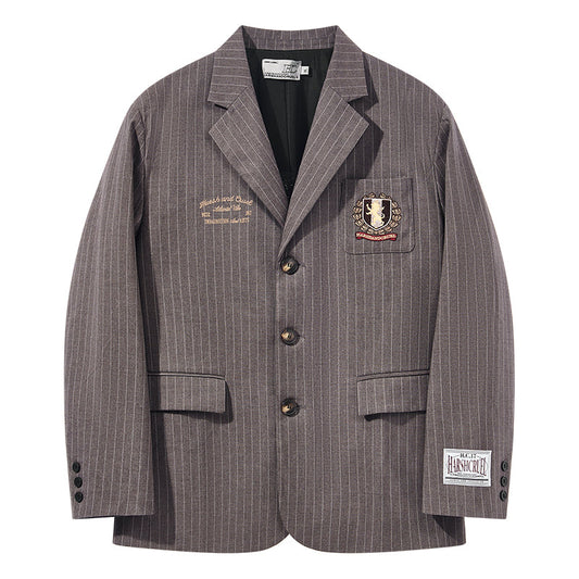 Retro Striped Embroidery Blazer