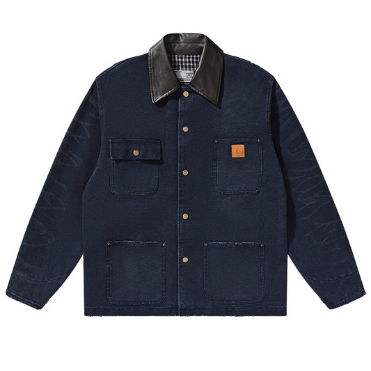 Vintage Washed Plaid Workwear Jacket