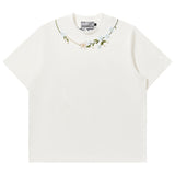 Floral Collar Pearl Embroidered Tee Floral Collar Pearl Embroidered Tee