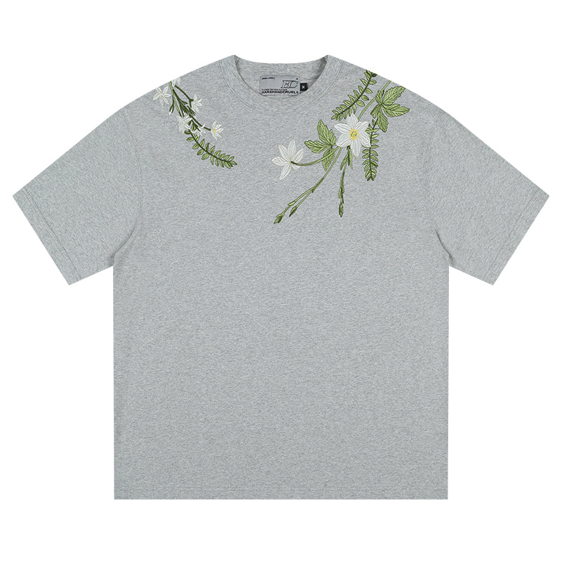 Floral Collar Embroidery Logo Tee Floral Collar Embroidery Logo Tee