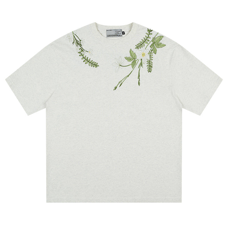 Floral Collar Embroidery Logo Tee Floral Collar Embroidery Logo Tee