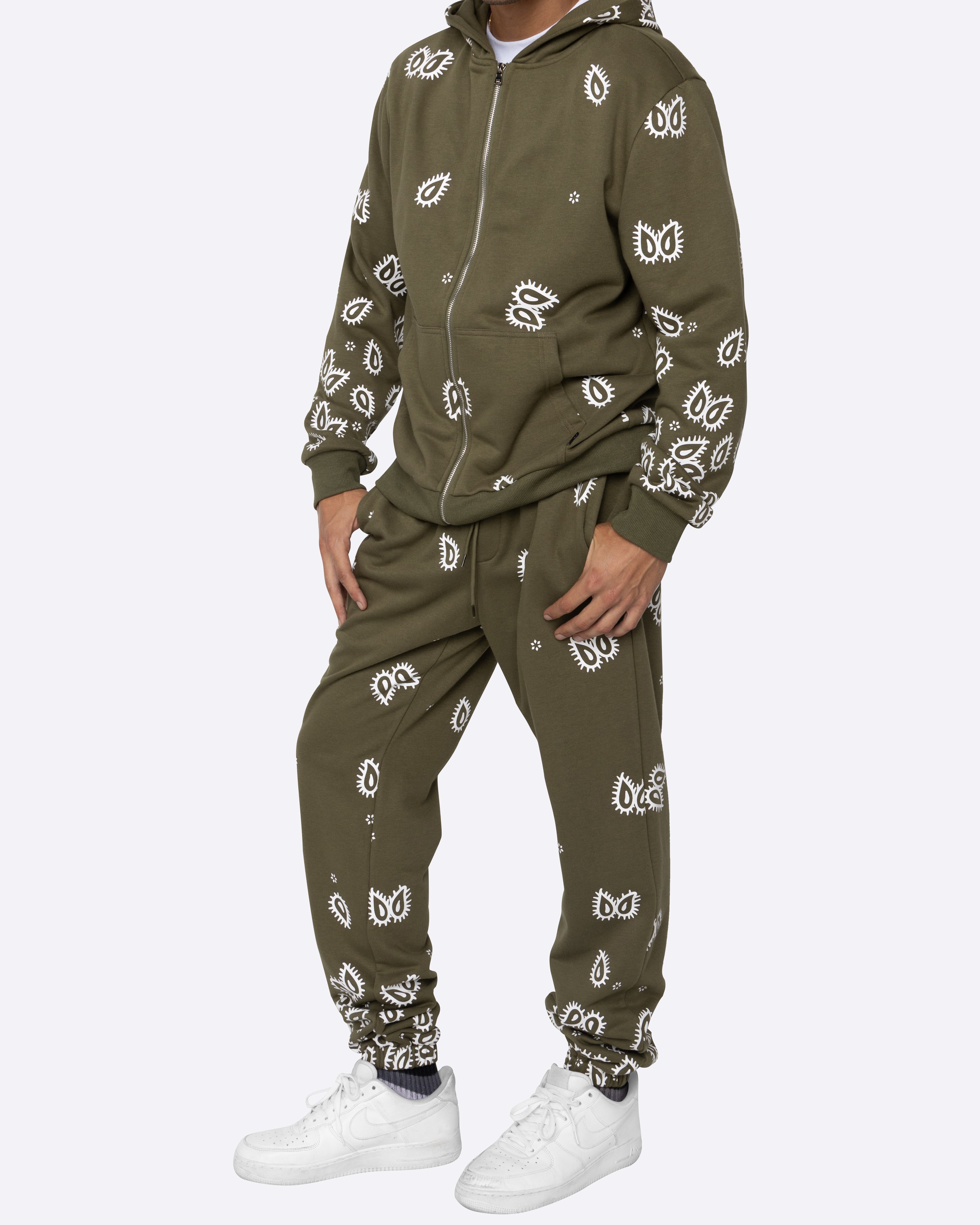 EPTM Amoeba Print Zip Hoodie - Olive EPTM Amoeba Print Zip Hoodie - Olive