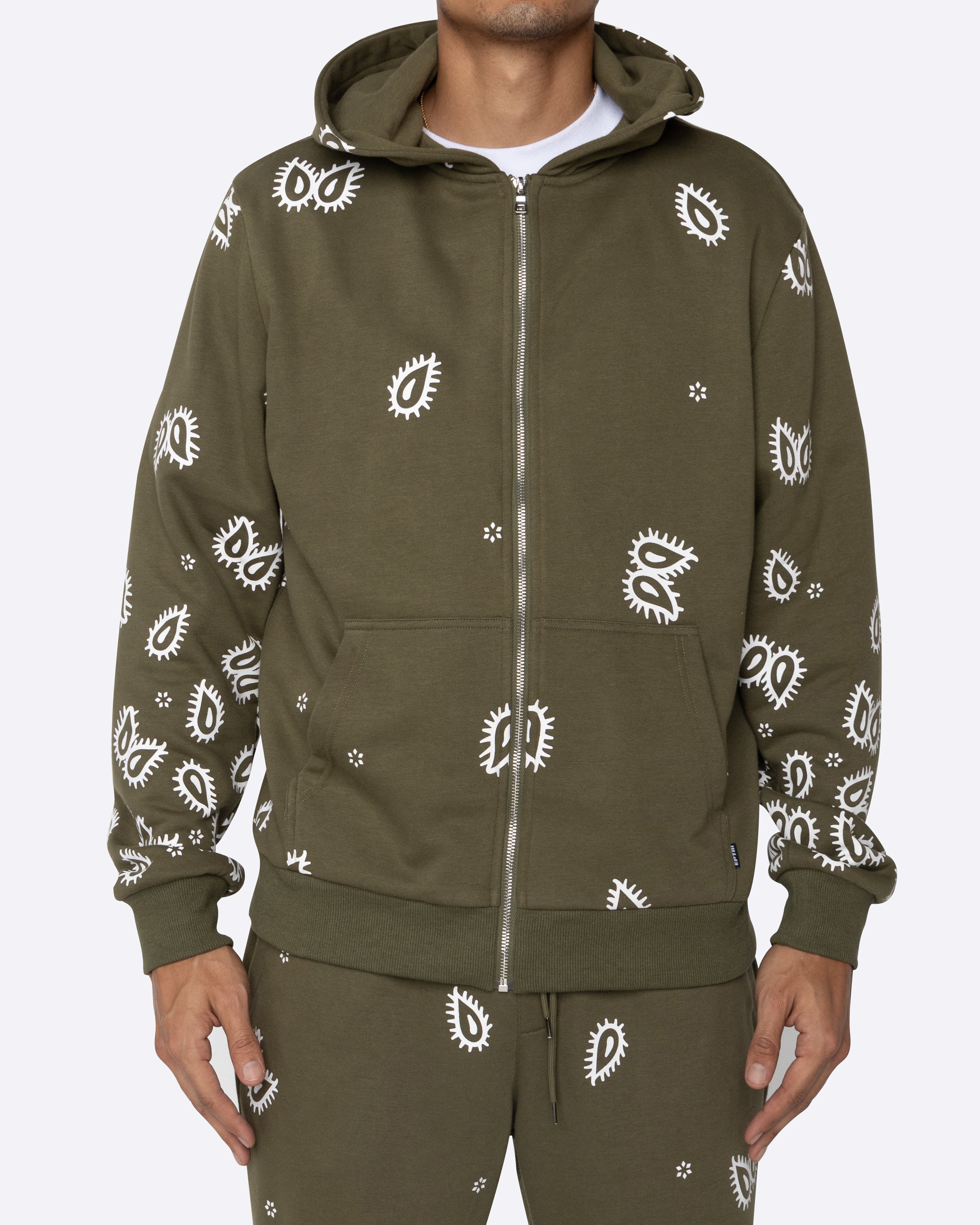 EPTM Amoeba Print Zip Hoodie - Olive EPTM Amoeba Print Zip Hoodie - Olive