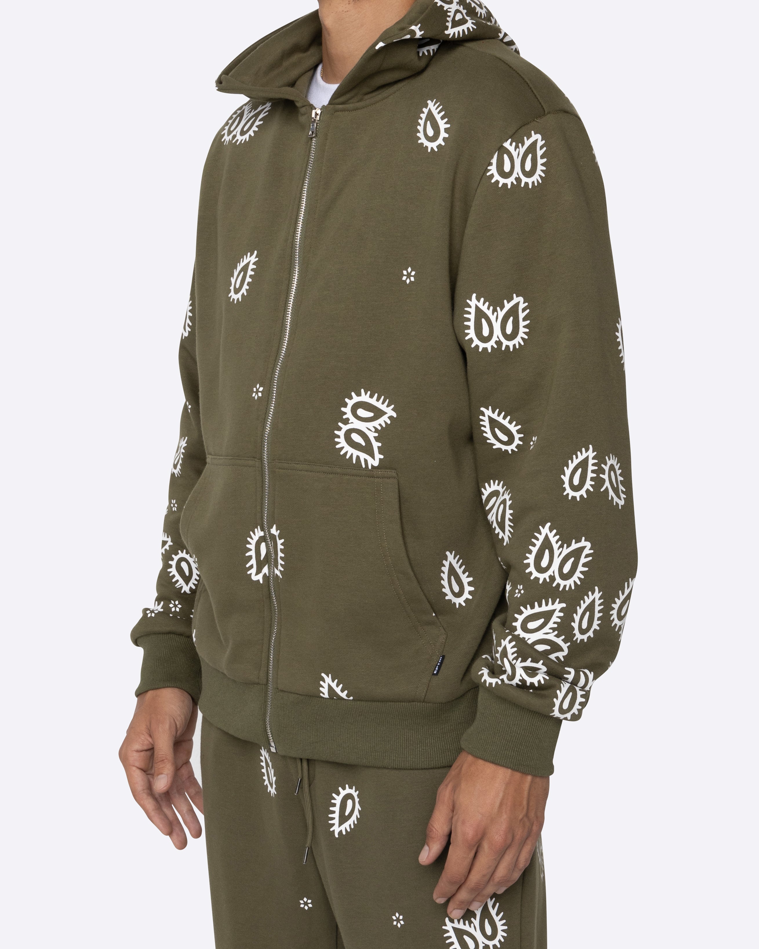 EPTM Amoeba Print Zip Hoodie - Olive EPTM Amoeba Print Zip Hoodie - Olive