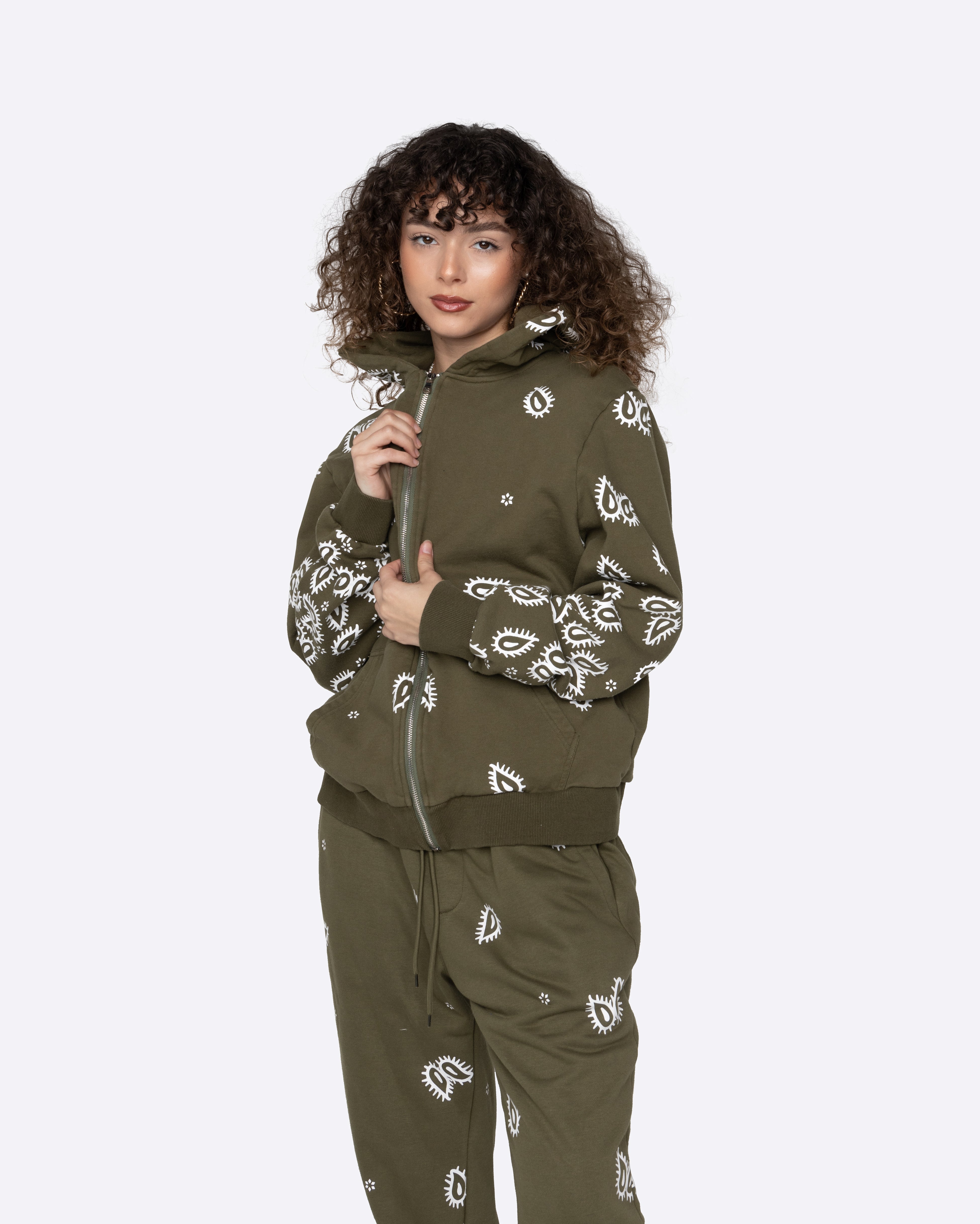 EPTM Amoeba Print Zip Hoodie - Olive EPTM Amoeba Print Zip Hoodie - Olive