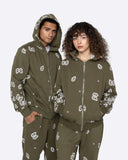 EPTM Amoeba Print Zip Hoodie - Olive EPTM Amoeba Print Zip Hoodie - Olive