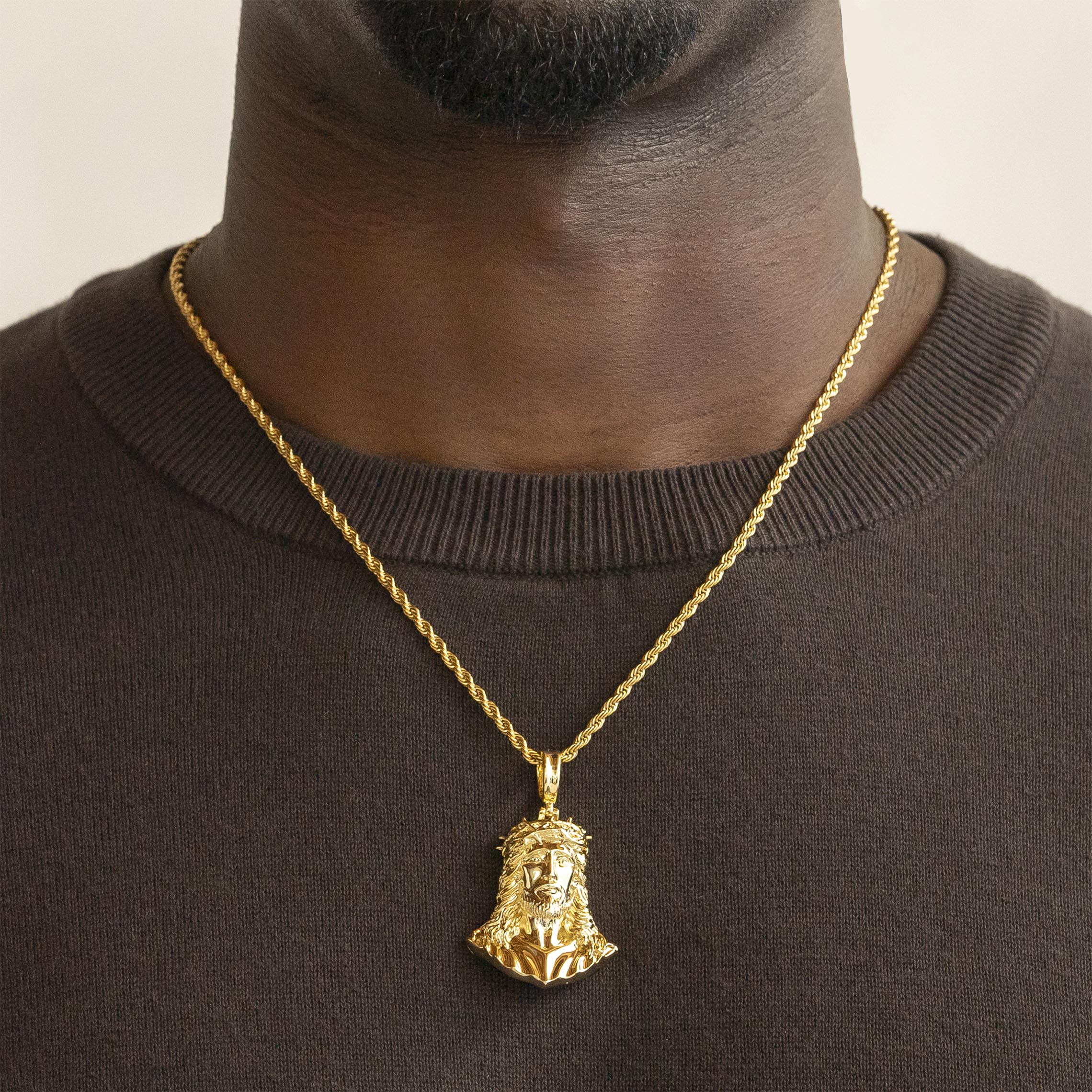 Jesus Piece Necklace Pendant & Rope Chain AI Jesus Piece Necklace Pendant & Rope Chain AI