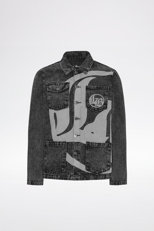 LOGO DENIM JACKET - Black