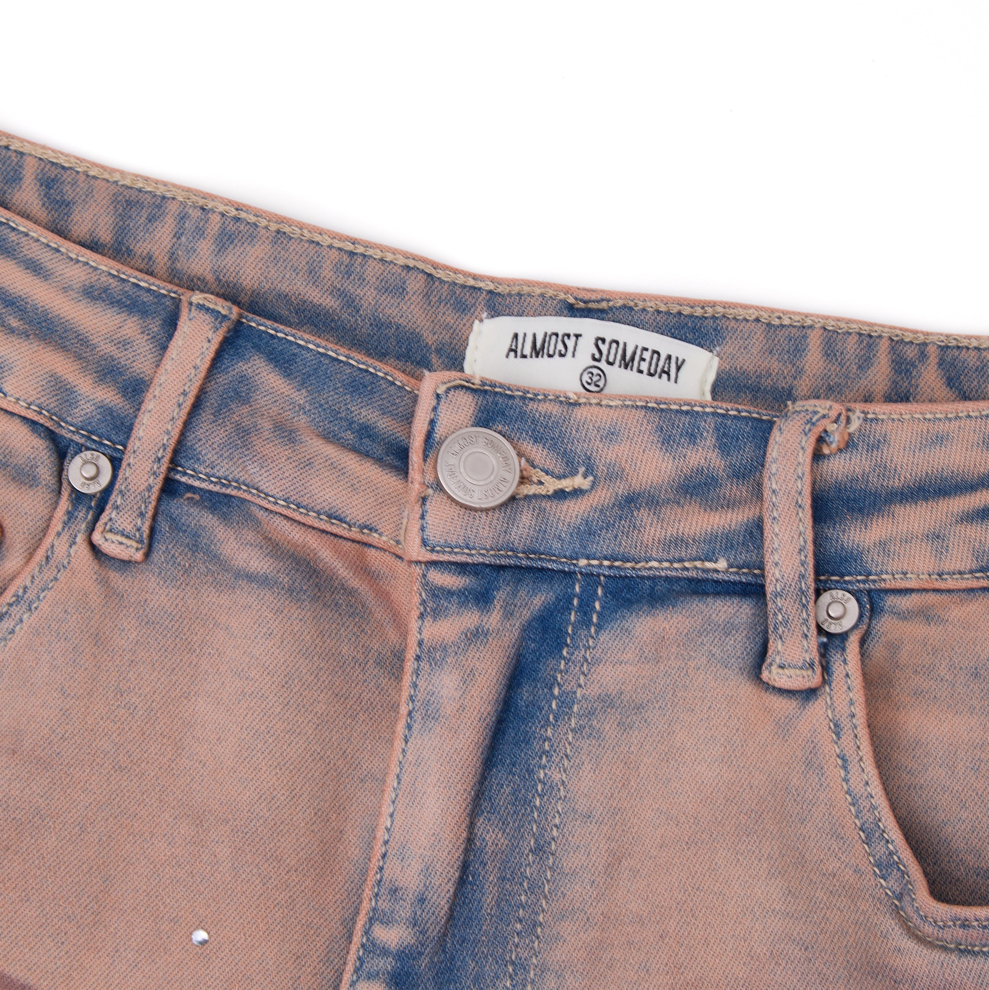 Solomon Rhinestone Denim Jorts - Maroon Solomon Rhinestone Denim Jorts - Maroon