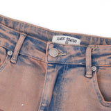 Solomon Rhinestone Denim Jorts - Maroon Solomon Rhinestone Denim Jorts - Maroon