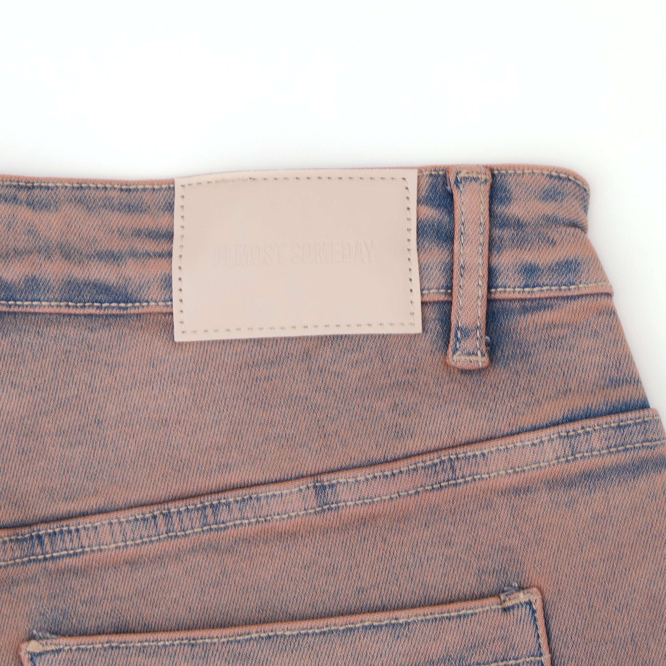 Solomon Rhinestone Denim Jorts - Maroon Solomon Rhinestone Denim Jorts - Maroon