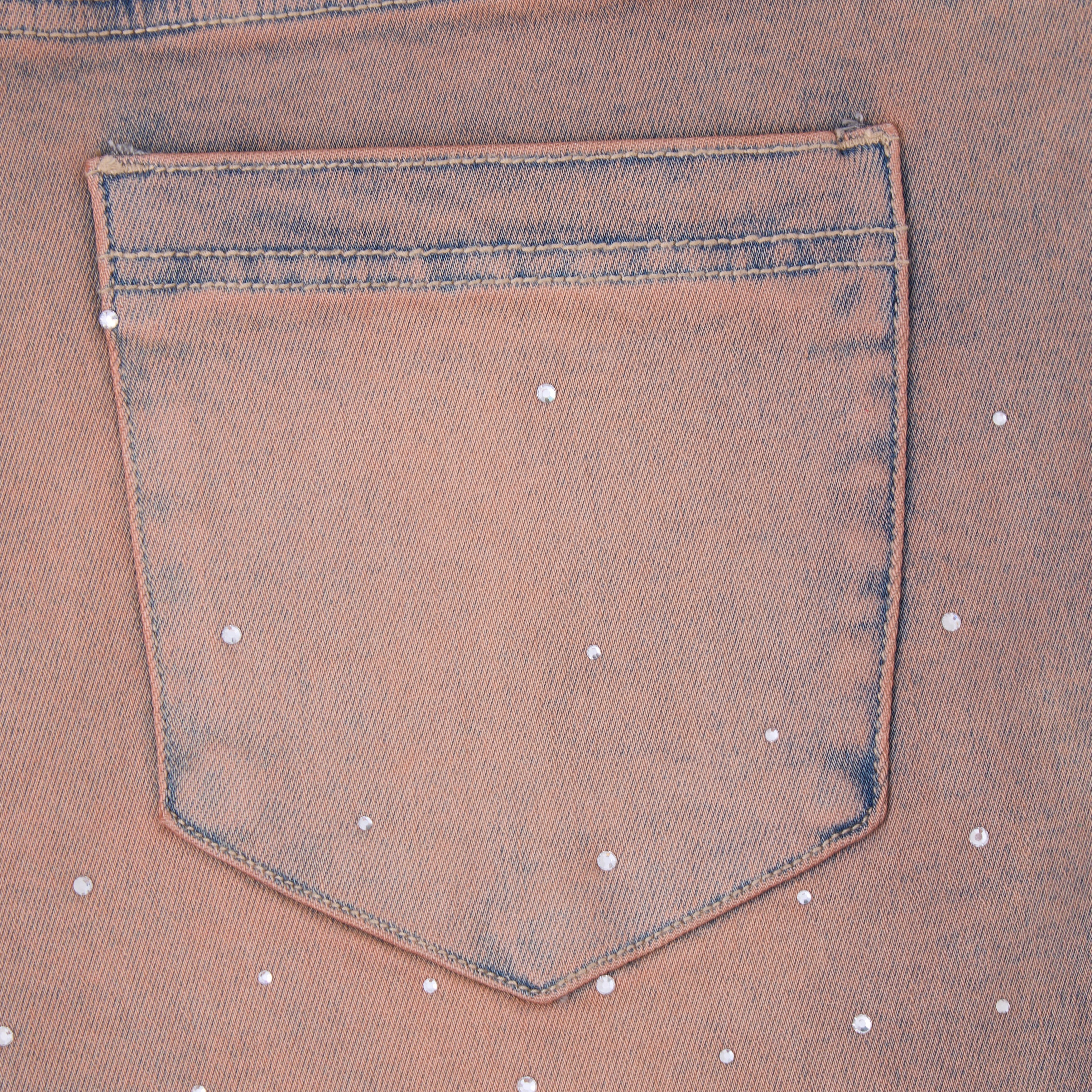 Solomon Rhinestone Denim Jorts - Maroon Solomon Rhinestone Denim Jorts - Maroon