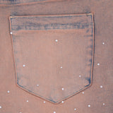 Solomon Rhinestone Denim Jorts - Maroon Solomon Rhinestone Denim Jorts - Maroon