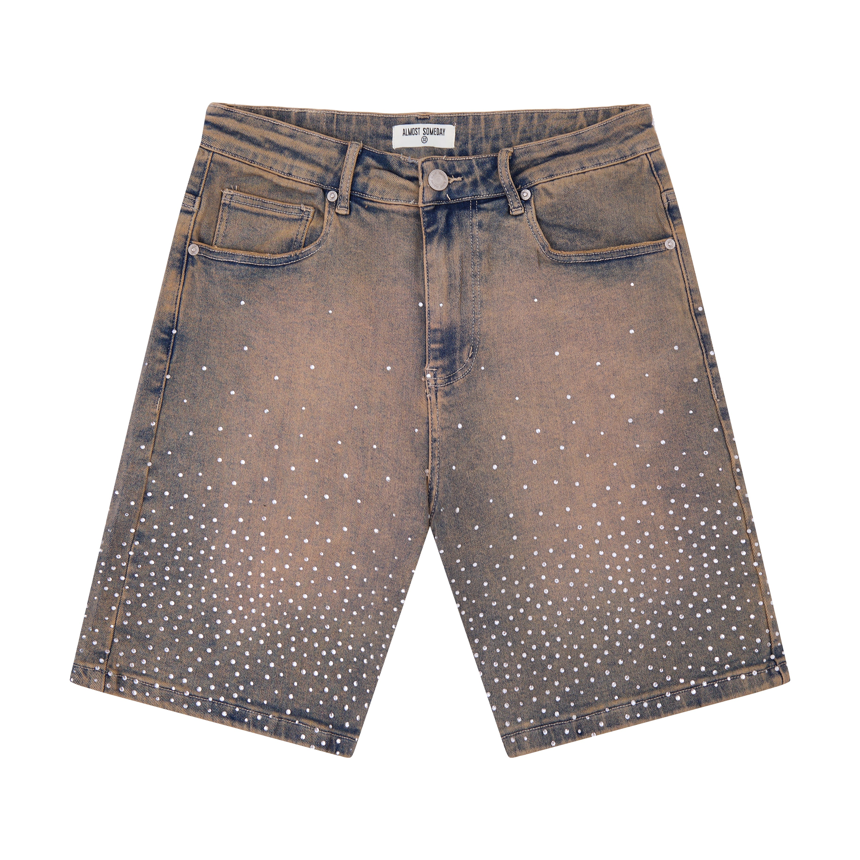 Solomon Rhinestone Denim Jorts - Light Blue Solomon Rhinestone Denim Jorts - Light Blue