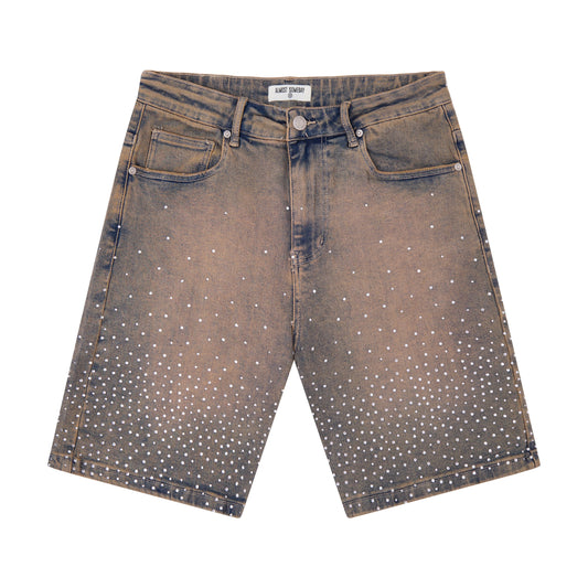 Solomon Rhinestone Denim Jorts - Light Blue